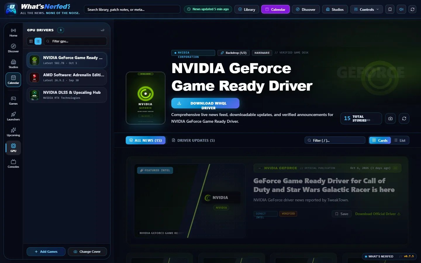 GPU drivers screenshot
