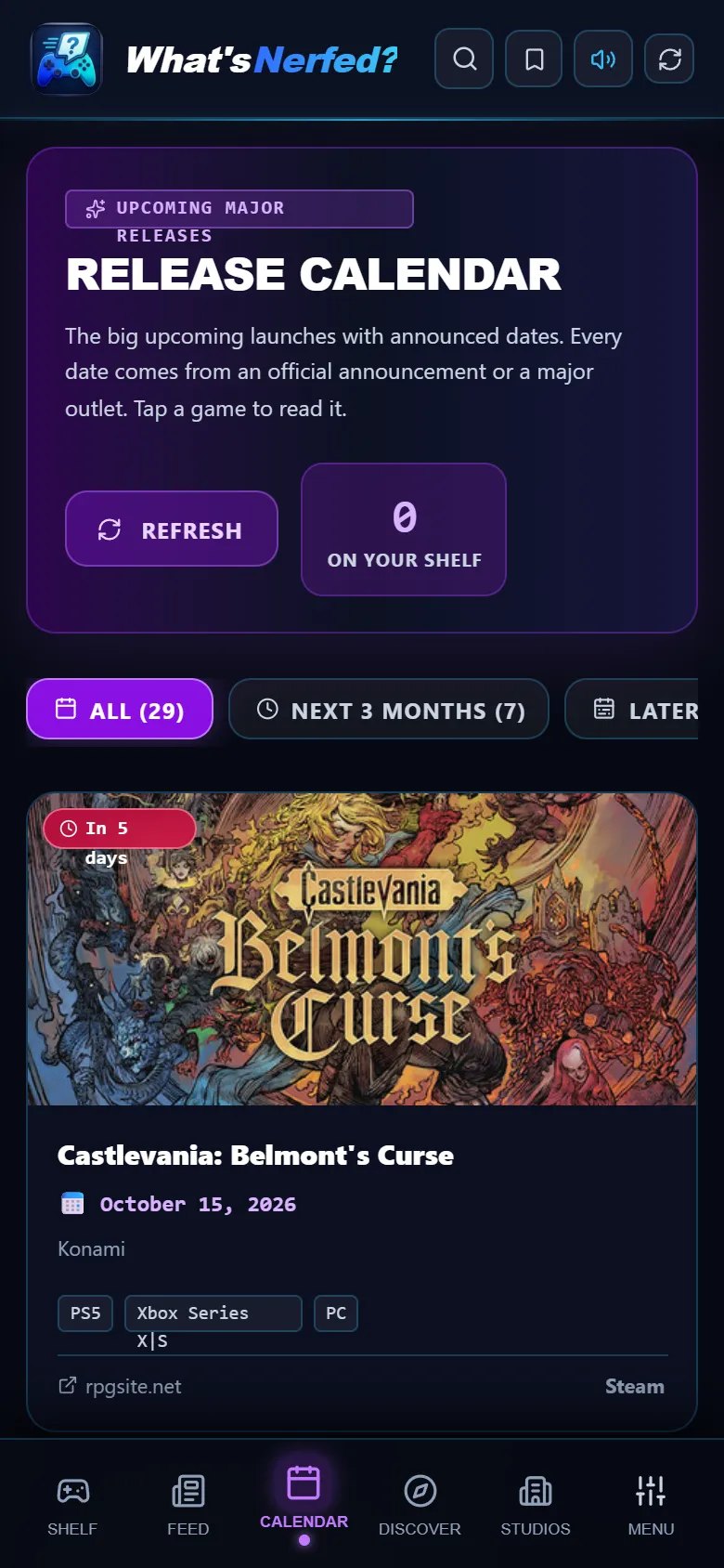 Calendar on mobile screenshot
