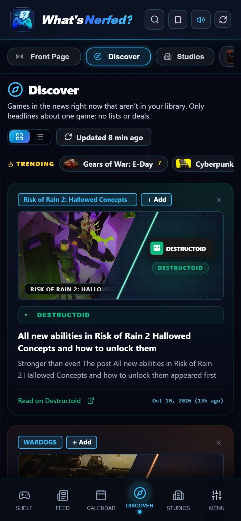 Discover on mobile screenshot